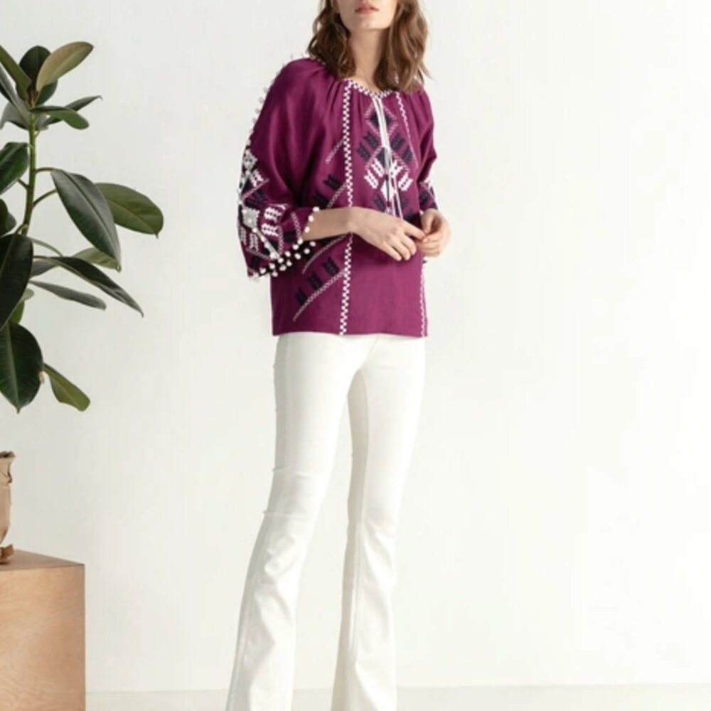 100% linen Etnodim boho blouse - Picture 3 of 10